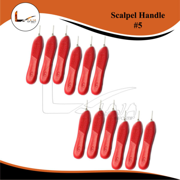 12 Pcs Scalpel Handle #5 with Red Color Surgical Instruments