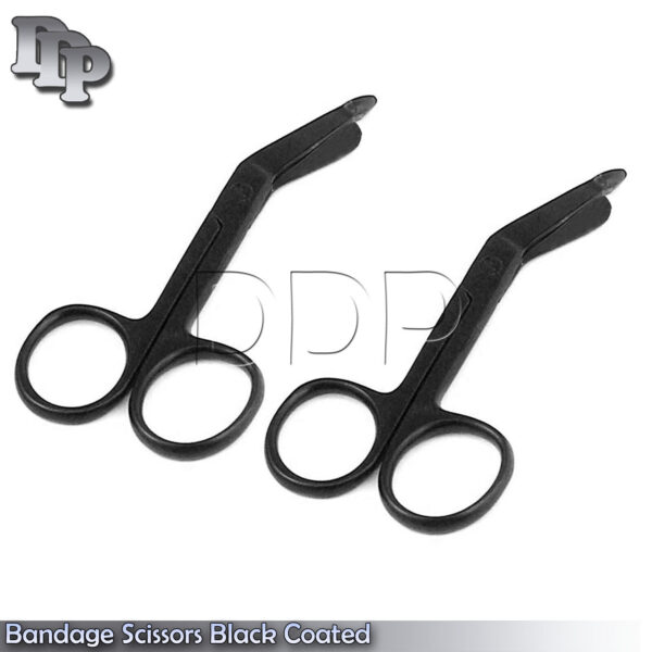 2 Pieces Of Bandage Scissors 3.5'' Black Coated, surgical instruments