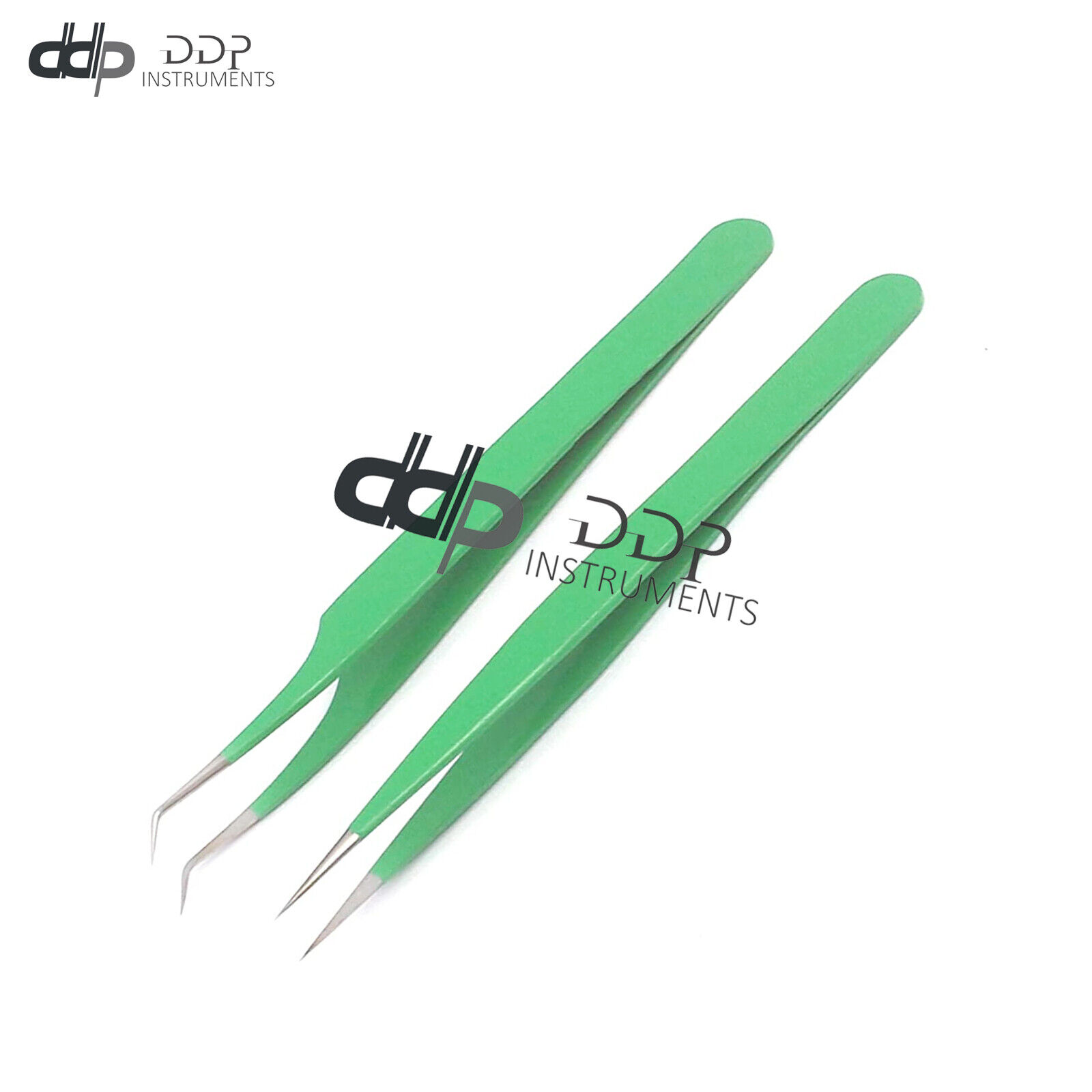2-Pieces-Straight-And-Curved-Tip-Tweezers-Nipper-For-Eyelash-Extensions-Green-132035999990