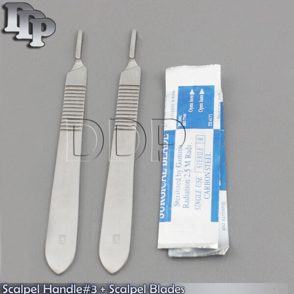 2 SCALPEL KNIFE HANDLE #3 + 20 STERILE SURGICAL BLADE #12