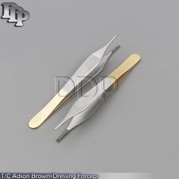 2 T/C ADSON BROWN+DRESSING FORCEPS 4.75" WITH TUNGSTEN CARBIDE INSERTS