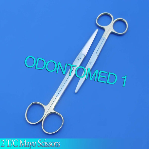 2 T/C MAYO STILLE ROUND BLADE SCISSORS 6"+7" STRAIGHT W/TUNGSTEN CARBIDE INSERTS