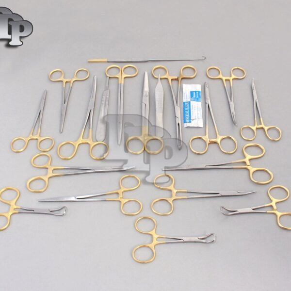 29 GOLD HANDLE FELINE CANINE STUDENT DISSECTION SPAY PACK KIT WITH BLADES #24