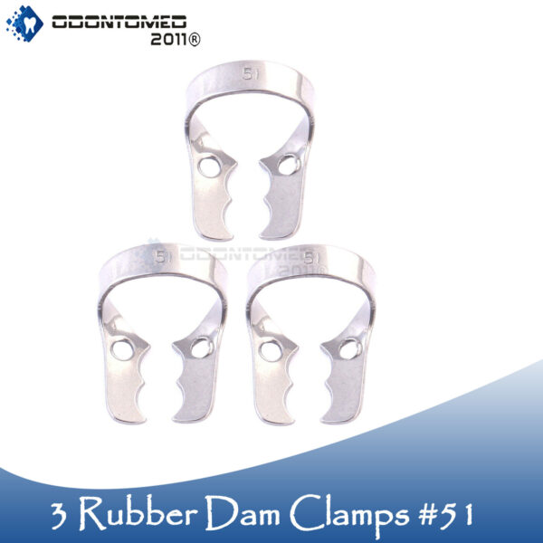 3 ENDODONTIC RUBBER DAM CLAMPS # 51 Dental Instruments