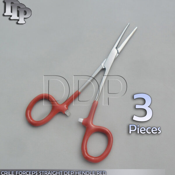 3 Pieces Of Hemostats Crile Forceps Surgical Instruments, Red Dep Handle 6'' Straight