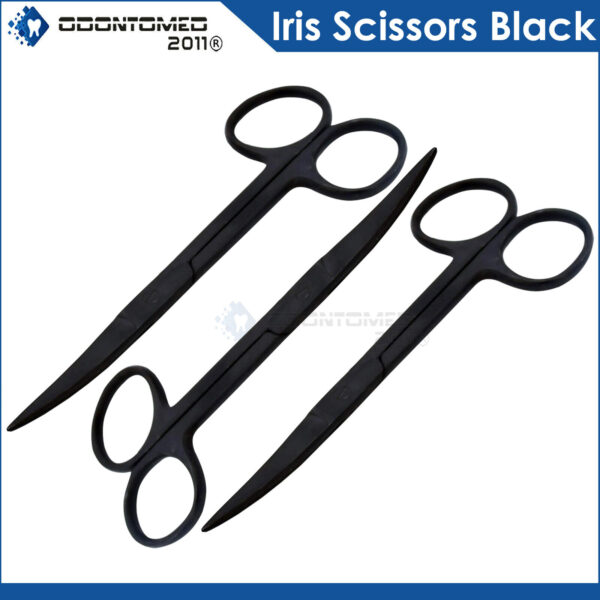 3 Iris Scissors Curved 4.5" Black Coated, surgical instruments