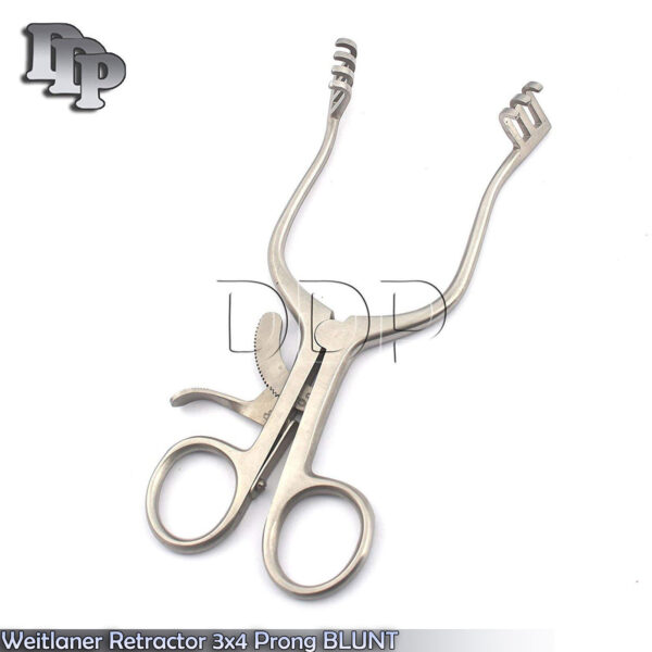 4 Pieces Of Weitlaner Retractor 4'' BLUNT 3x4 Prong Surgical ENT Veterinary Instruments