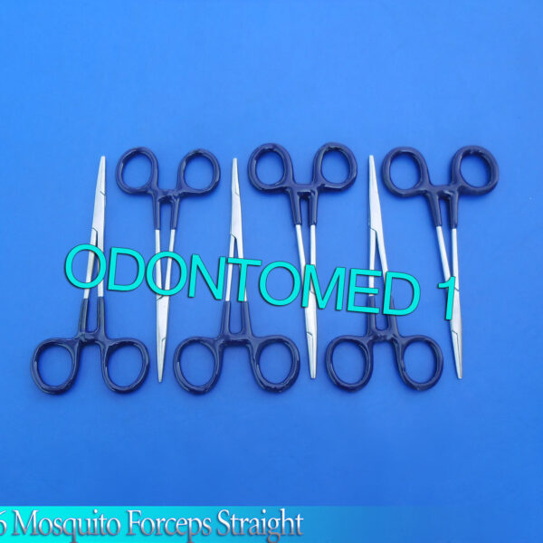 6 Mosquito Forceps Straight 5" Blue Dep Instruments EMT Nurse