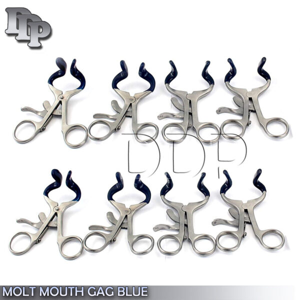 8 Pieces Of MOLT MOUTH GAG 5.5" With Blue Silicone Rubber Tip Instruments