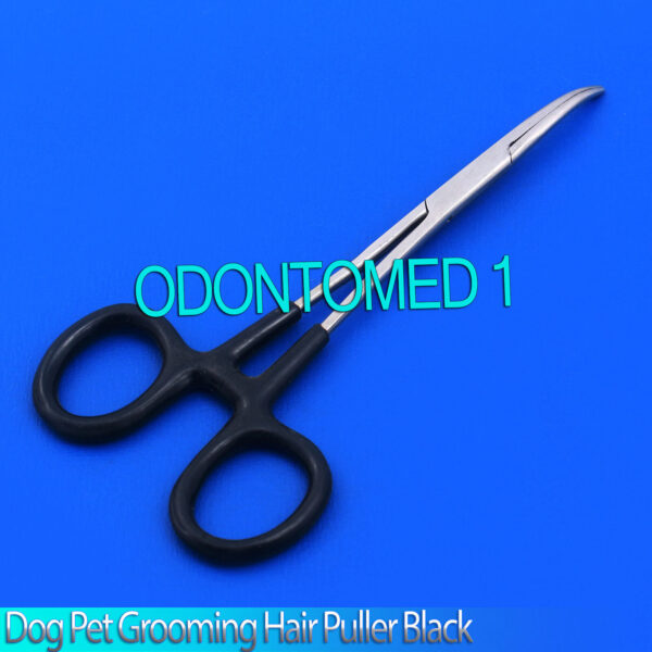 Dog Cat Pet Grooming Hemostat Hair Puller 5.5" Black Dep,Curved