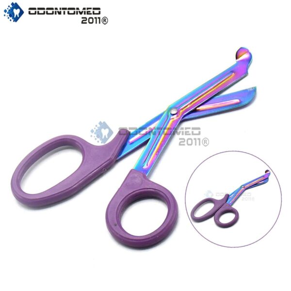 EMT Utility Scissors Shears 7.25" Purple Handle Rainbow Colored Blades New Brand