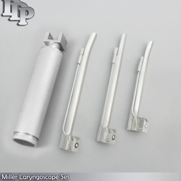 LARYNGOSCOPE MEDIUM HANDLE C + 3 MILLER BLADE #2 + 3 + 4 ENT ANESTHESIA SET
