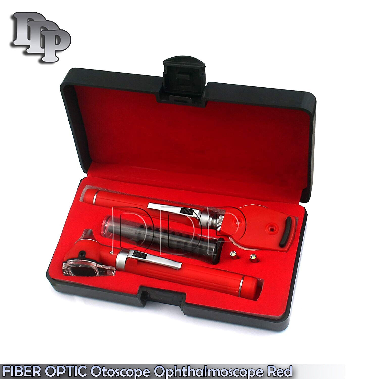 NEW-FIBER-OPTIC-Otoscope-Ophthalmoscope-Examination-LED-Diagnostic-ENT-SET-Red-122906817040