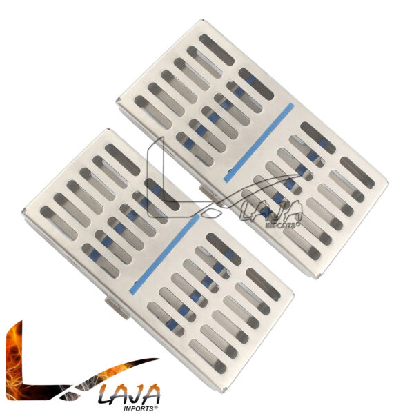 Set Of 2 Each Dental Sterilization Cassette Trays With Fix Flap for 7 Instrument