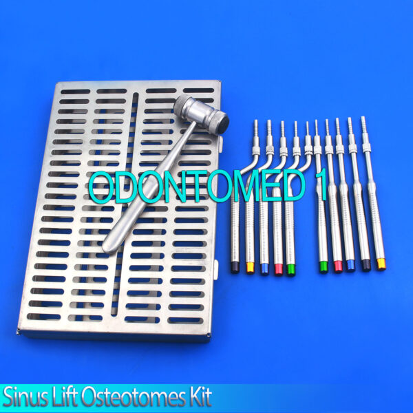 Sinus Lift Osteotomes Kit Straight Off Set Concave Mead Mallet Cassette, DN-2016