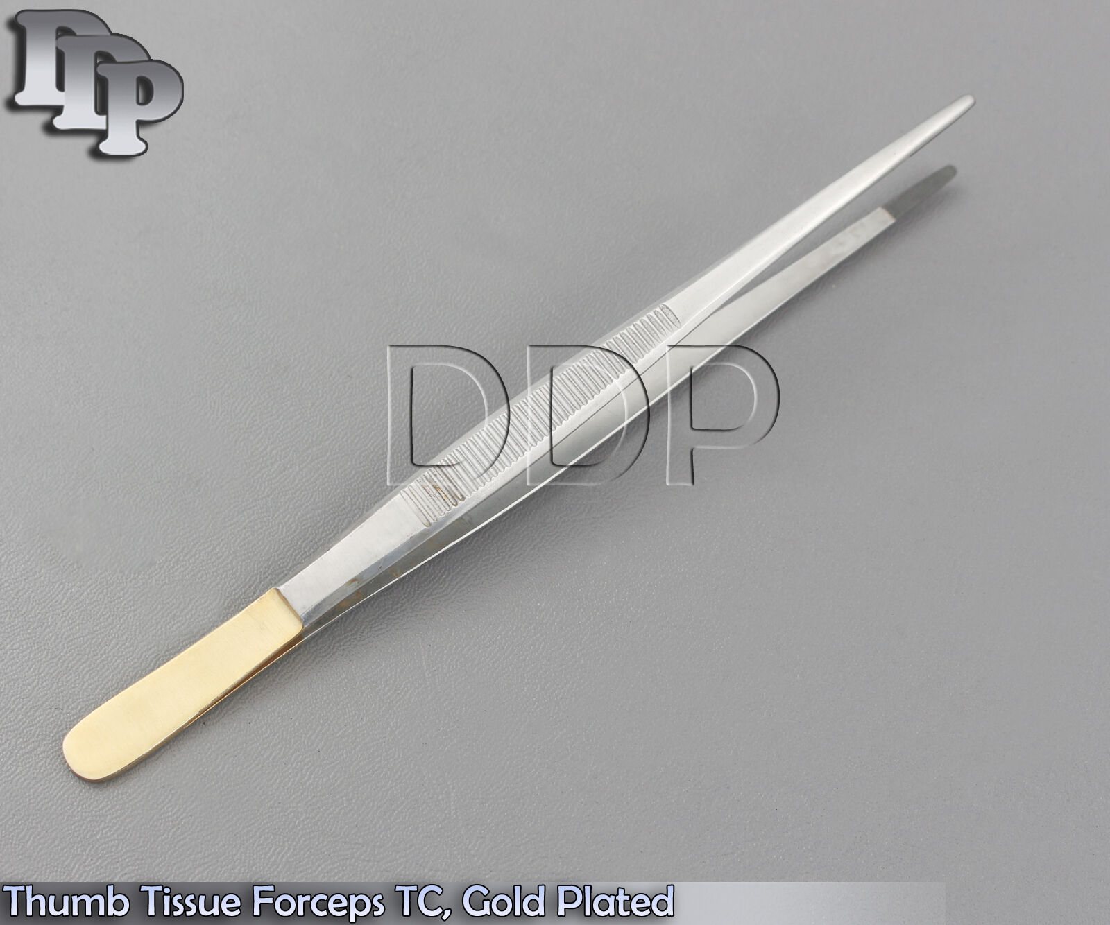 Thumb-Tissue-Dressing-Forceps-185-Cm-Straight-TC-Blunt-Tip-Gold-Plated-371793495280
