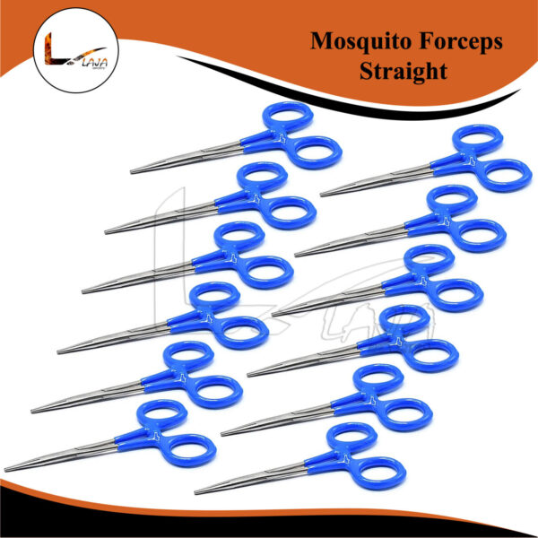 12 Hemostat Mosquito Forceps Blue Dep Handle 5" Straight Surgical Instrument