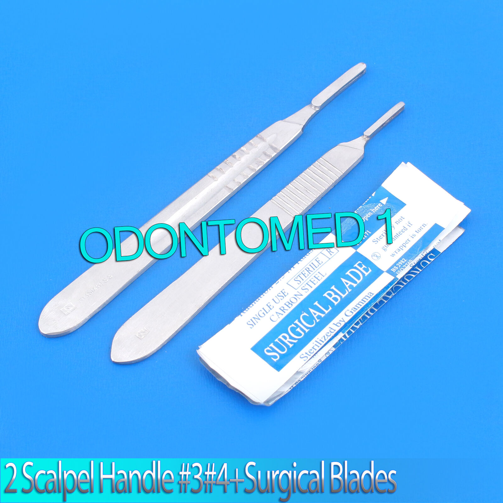 2-ASSORTED-SCALPEL-KNIFE-HANDLES-3-4-50-SURGICAL-CARBON-STEEL-BLADES-12-23-134297311821-2