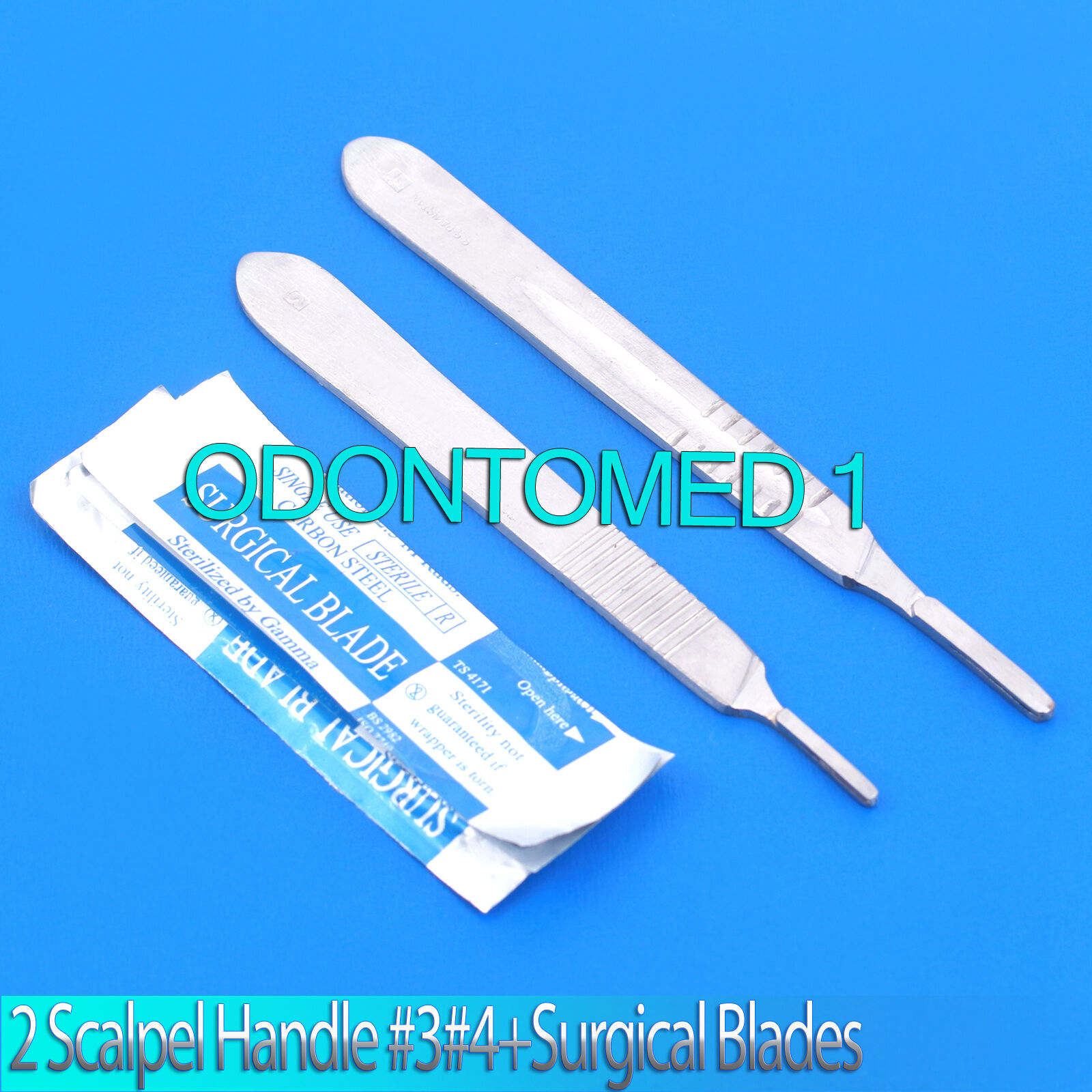 2-ASSORTED-SCALPEL-KNIFE-HANDLES-3-4-50-SURGICAL-CARBON-STEEL-BLADES-12-23-134297311821