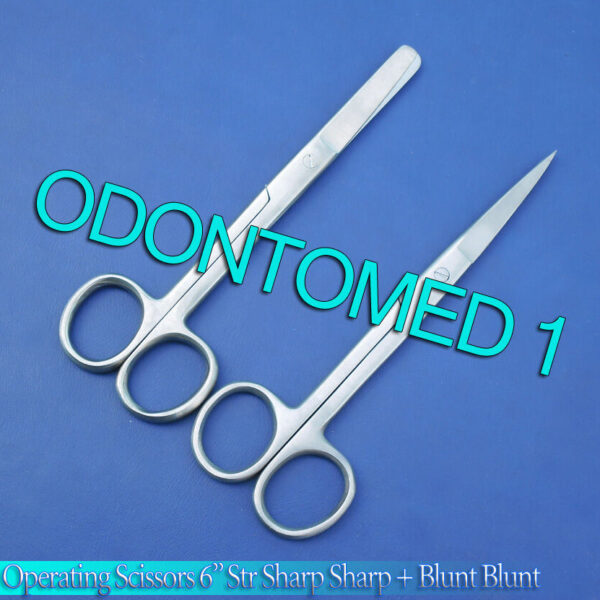 2 OPERATING SCISSORS 6" STRAIGHT SHARP SHARP + BLUNT BLUNT