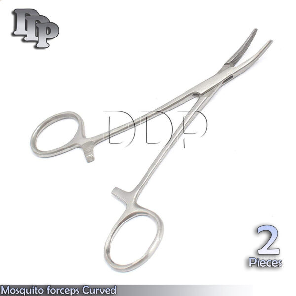 2 Pieces Of Mosquito Locking Hemostat Forceps 5" Curved Instruments