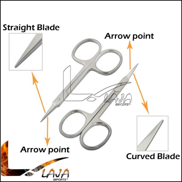 2pc 3.5" Straight & Curved Stainless Steel Cuticle Scissors Trimmer Manicure Set