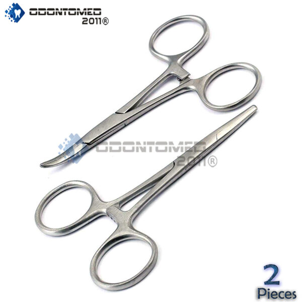 2pc Fishing Set 3.5" Straight + Curved Hemostat Forceps Locking Clamps