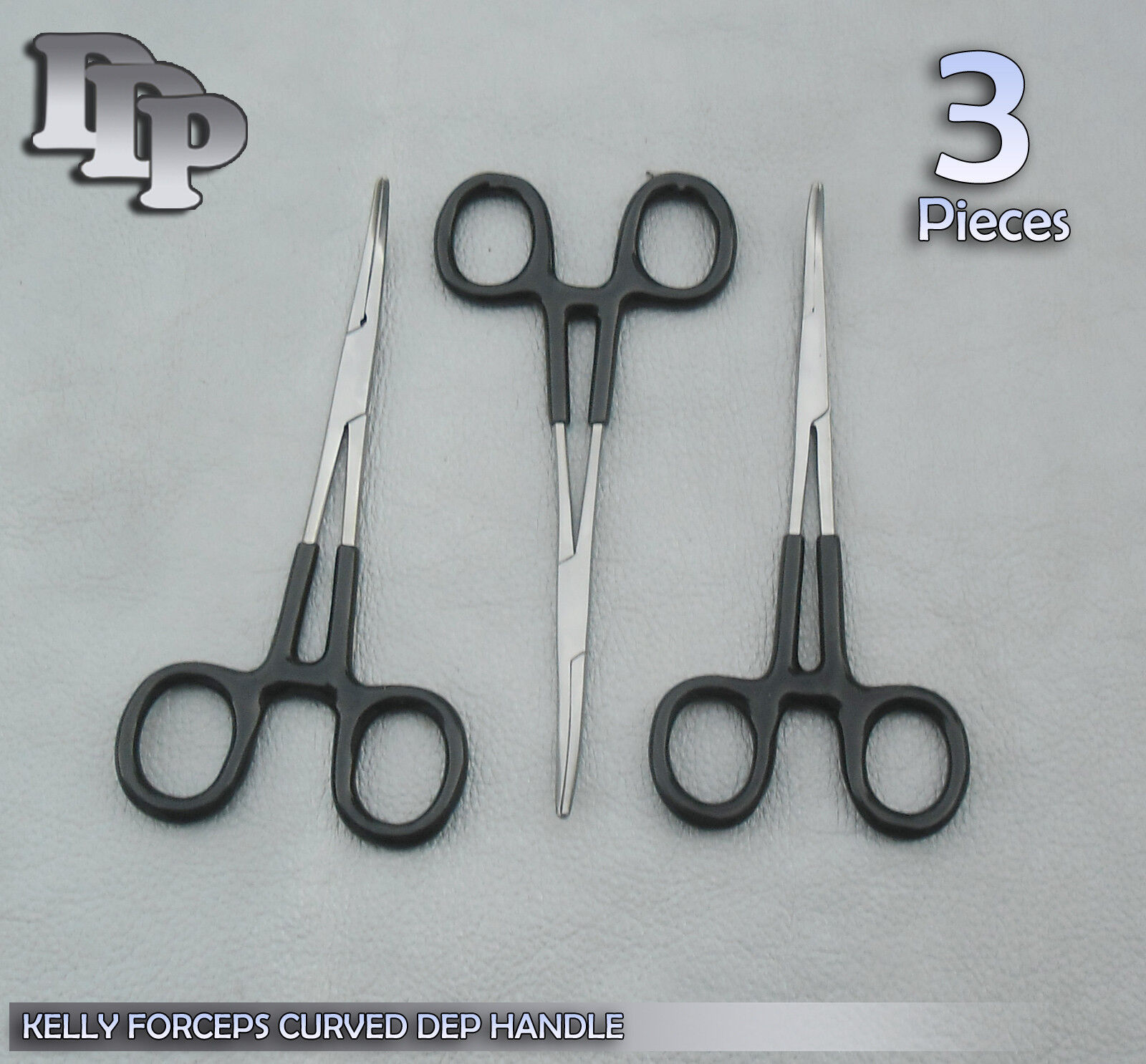 3-Hemostats-Kelly-Forceps-Surgical-Instruments-Black-Dep-Handle-550-Curved-111380655651