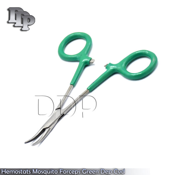 3 Hemostats Mosquito Forceps Surgical Instruments, Green Dep Handle 5" Curved