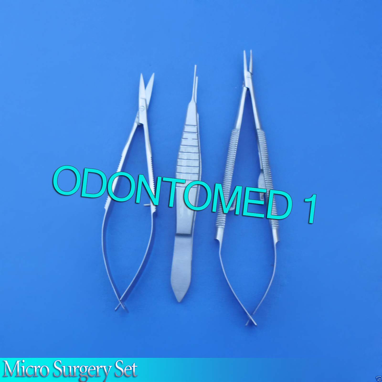 3-PC-MICRO-SURGERY-CASTROVIEJO-OPHTHALMIC-SCISSORS-FORCEP-NEEDLE-HOLDER-45-Set-111250571971