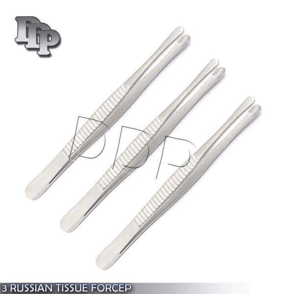 3 RUSSIAN TISSUE FORCEPS 8'' Surgical Dental Instruments