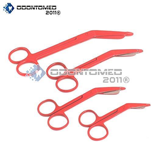 4 Lister Bandage Scissors 3.5" 4.5" 5.5" 7.25" Red Color Surgical Instruments