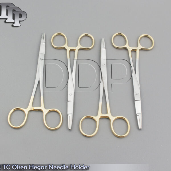 4 T/C + O.R GRADE OLSEN HEGAR NEEDLE HOLDER HEMOSTAT SCISSORS 6.5" SERRATED