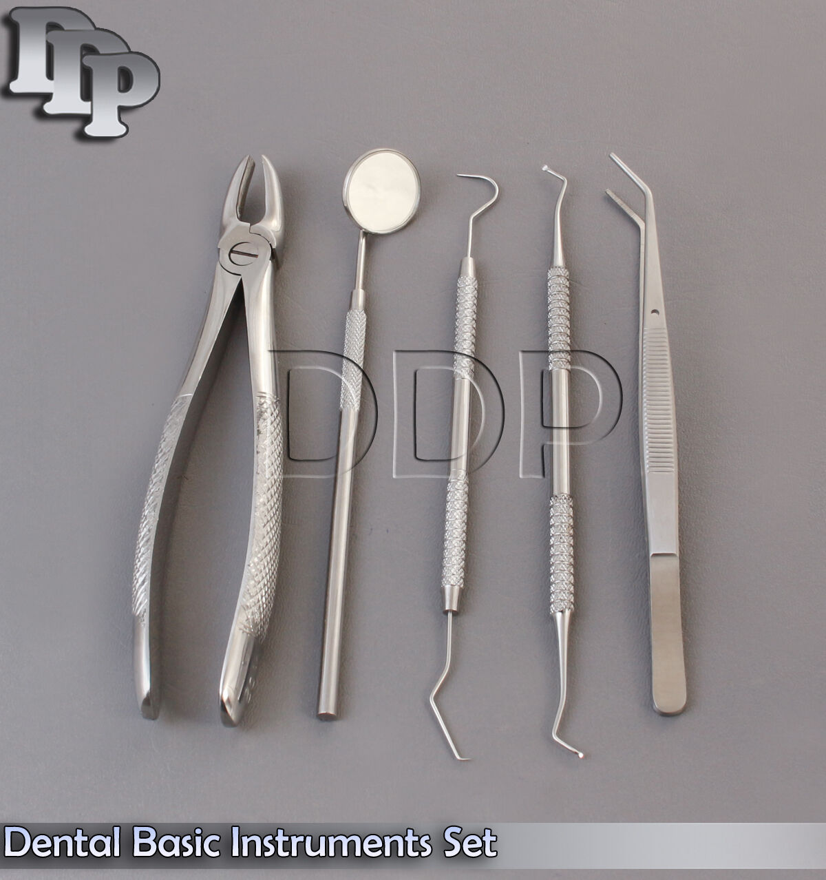 5-Dental-Basic-Instruments-Set-Mirror-Plier-Explorer-Extracting-Forceps-MD2-131723721261