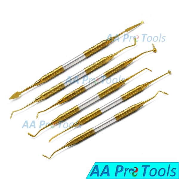 6 Dental Composite Filling Instrument Gold Titanium Coated Restorative DN-2189