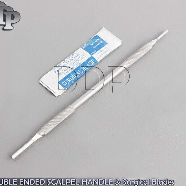 DOUBLE ENDED SIEGEL SCALPEL HANDLE #3 #4 +20 STERILE SURGICAL BLADES #11 #22