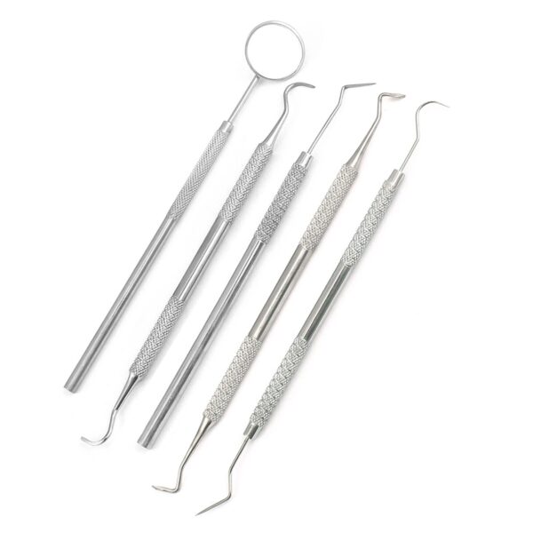 Dental Scaler Pick German Steel Tools with Inspection Mirror Set 5 Pieces DENTAL