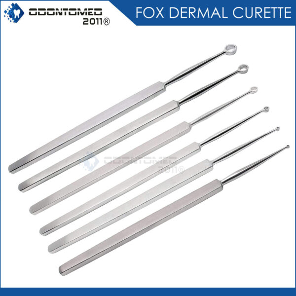 Fox Dermal Curettes Dermatology 1mm,2mm,3mm,4mm,5mm,6mm Ent 6 Pcs Instruments