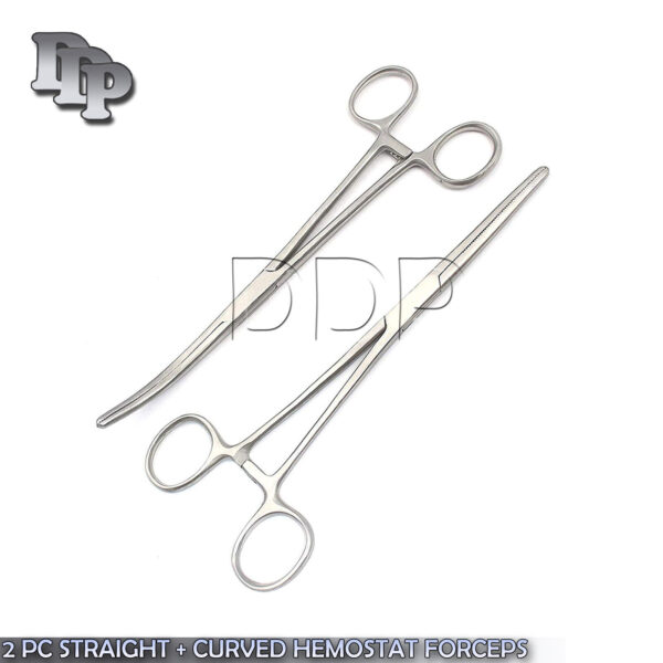 HEMOSTATS / LOCKING FORCEPS 12'' NEW 1 curved 1 straight
