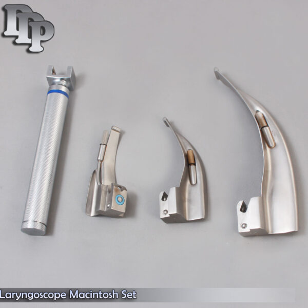 LARYNGOSCOPE SMALL HANDLE AA + 3 MACINTOSH BLADE #0 + 1 + 4 ENT ANESTHESIA SET