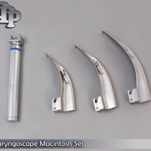LARYNGOSCOPE SMALL HANDLE AA + 3 MACINTOSH BLADE #2 + 3 + 4 ENT ANESTHESIA SET
