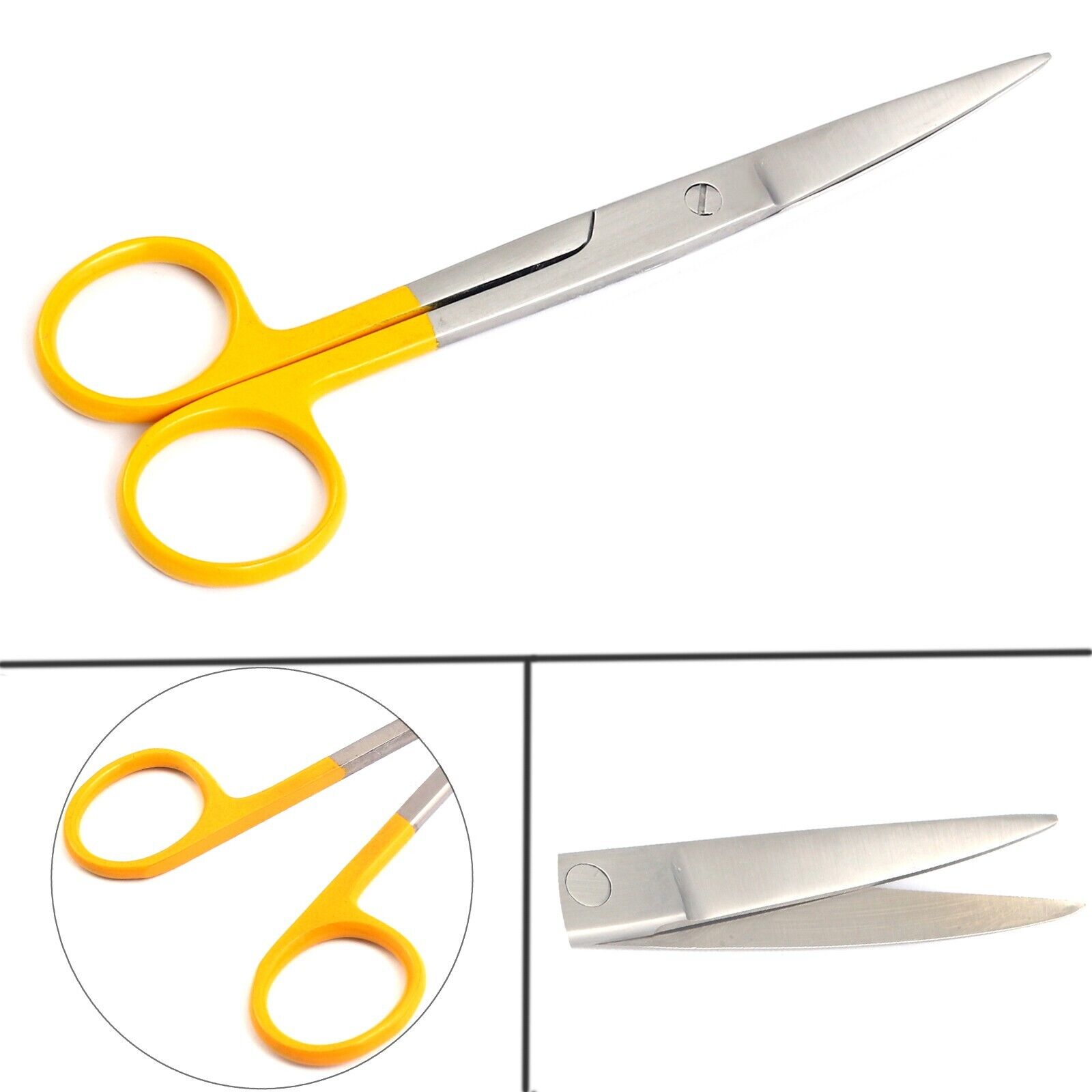 Lot-Of-2-Pcs-Operating-Scissors-55-SharpSharp-StrCvd-Color-Handle-Yellow-134514753121-2