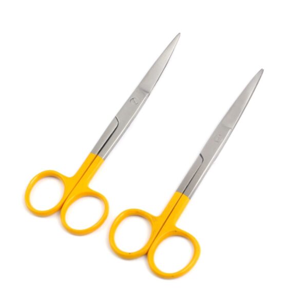 Lot Of 2 Pcs Operating Scissors 5.5'' Sharp/Sharp Str+Cvd Color Handle (Yellow)