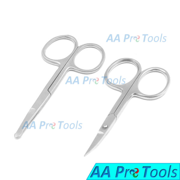 Mustache scissors , Nose Ear Hair Remover Scissor Curved Safety Probe Tri 2pcs