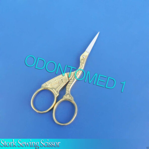 New 4" Pro Quality Stork Embroidery Scissors - Gold Plated