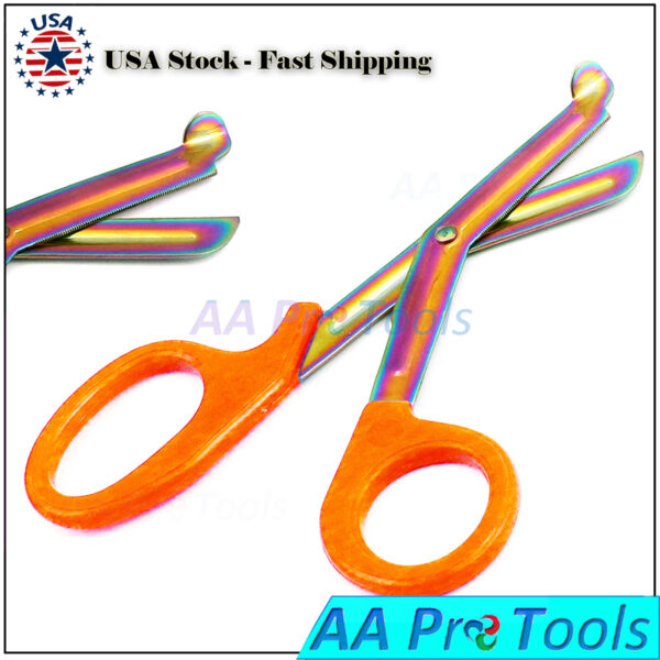 Orange Heavy Duty TRAUMA EMT/PARAMEDIC UTILITY SHEARS Multi Rainbow Color Blades