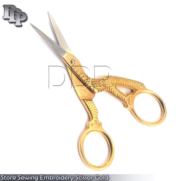 Stork Sewing Embroidery Scissors 3.5'' Gold Plated New BTS-651