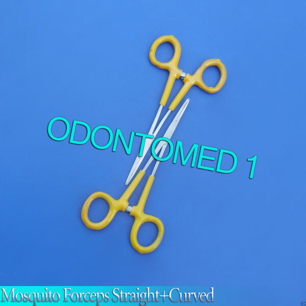 2 Mosquito Forceps Straight+Curved 5" Yellow Dep Instruments