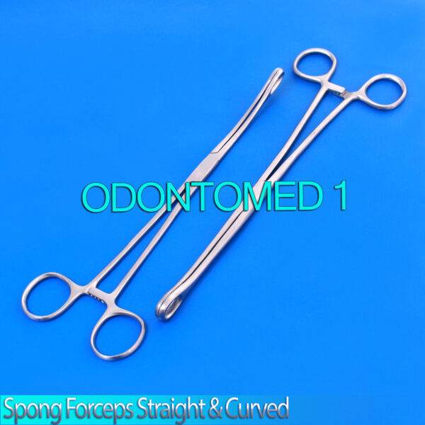 2 PCS FOERSTER SPONGE FORCEP 7.5" STRAIGHT & CURVED SURGICAL INSTRUMENTS