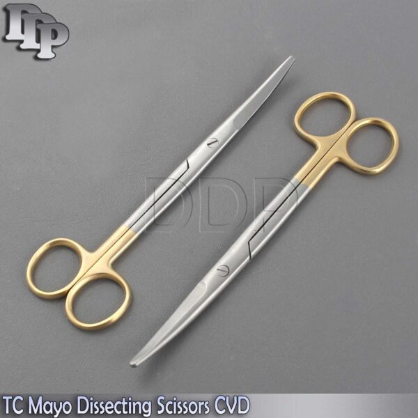 2 T/C MAYO DISSECTING SCISSORS 5.75" CVD WITH TUNGSTEN CARBIDE INSERTS SURGICAL